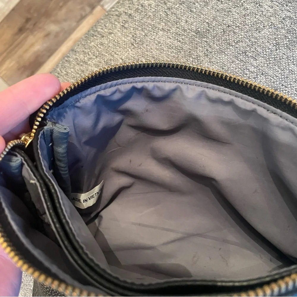 Freshly Picked Black Classic Zipper Pouch w/ Polished Gold and a tassel charm